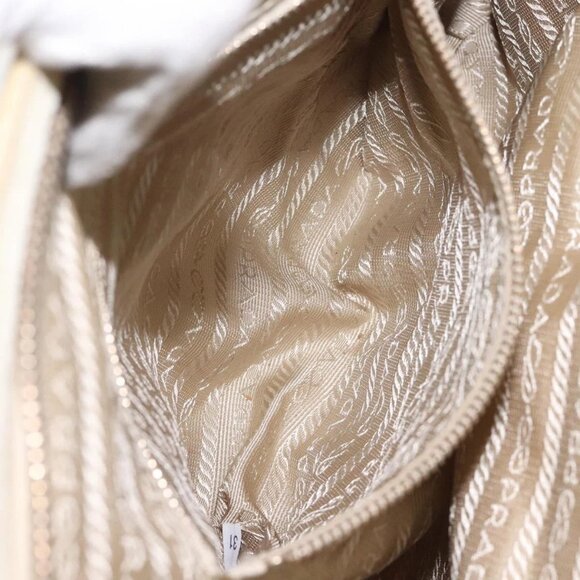 PRADA Hand Bag Nylon Leather Beige Gold Auth 129935 - Picture 13 of 16